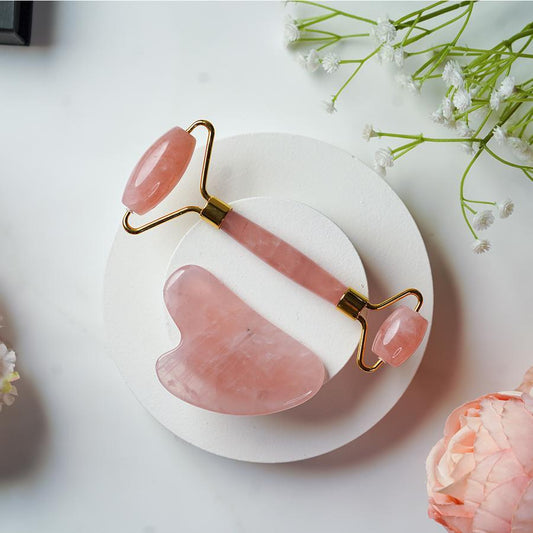 Rose Quartz Roller & Guasha set